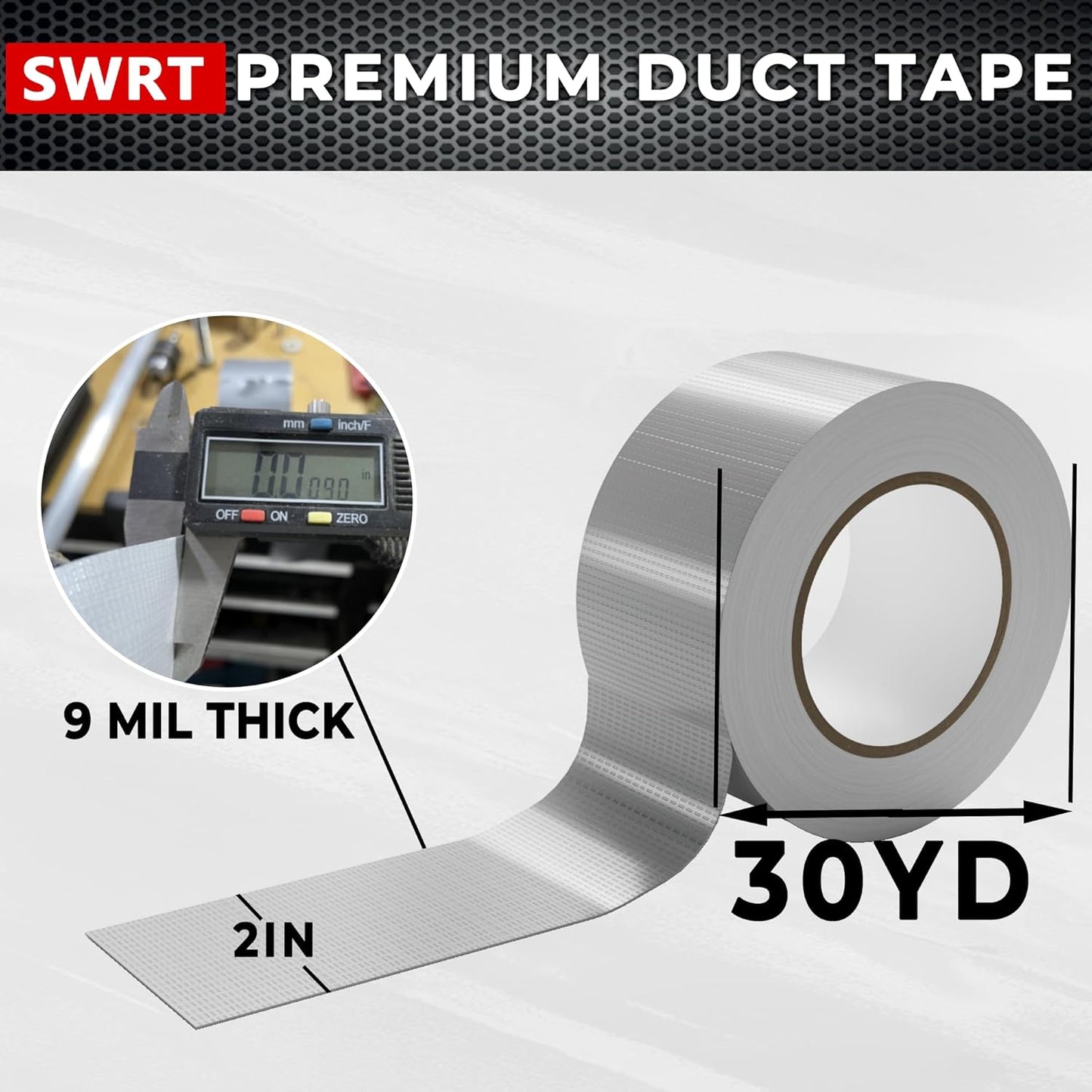 SWRT Heavy Duty Duct Tape - 24-Pack Strong Adhesive, 2 Inch x 720 Yd, Waterproof Gray for Indoor & Outdoor Repair