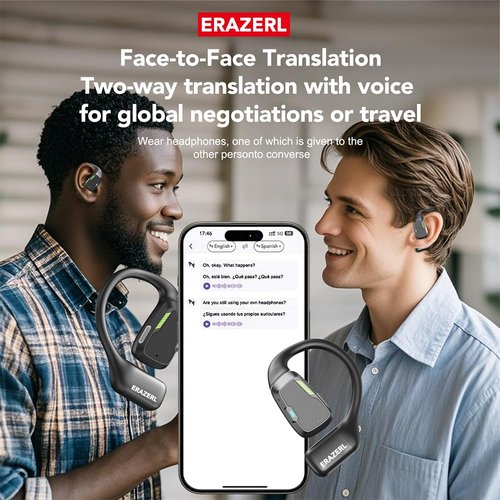 ERAZER XP6 AI Translation Earbuds Real Time, 134 Language Translator Earbuds for iPhone and Android 3-in-1 Bluetooth 5.4 Translation Headphones Translating Device for Travel Business Learning