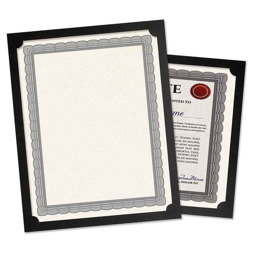 Plain Black Certificate Holders - Pack of 50, Linen Cover 80 lb. Stock, Single-Sided, Die-Cut Corners, for Office, Business Awards, Graduation, School Diploma Holder, 9-1/2" x 12" (Set of 50)