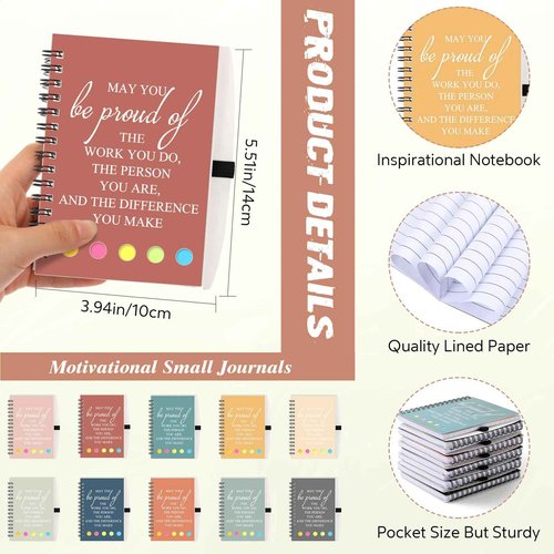 Resurhang 30 Sets/60 Pcs Employee Appreciation Gifts 30 May You Be Proud of The Work Notebooks with Sticky Note 30 Ballpoint Pens for Teachers Students Volunteer Nurse Thank You Gift(Fresh Color)