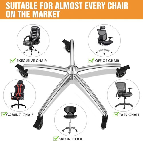 Lipshome 3300lb Heavy-Duty Chair Base Kit - 5 Brake Casters, Reinforced Alloy Legs & Universal Gas Cylinder, Office Chair Replacement Parts for Rolling Chairs with Wheels
