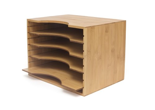 Lipper International 811 Bamboo Wood File Organizer with 4 Dividers, 12 3/4" x 9 1/4" x 9 1/2"