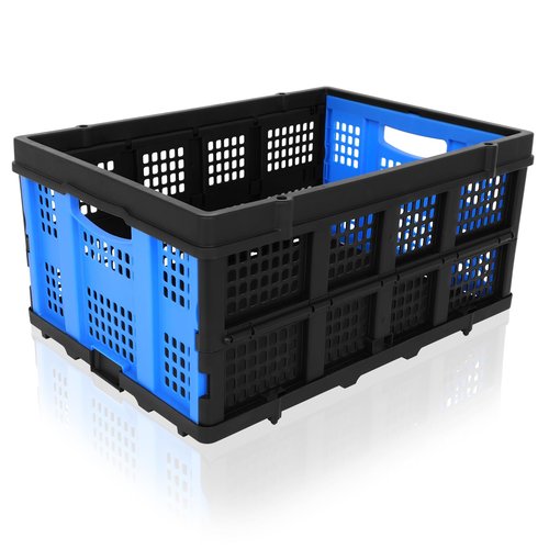 60L Portable Collapsible Storage Crate, Large Capacity Collapsible Milk Crate, Collapsible Crate, Practical Organizer for Heavy Duty Storage Crates for Bathroom, Office, Outdoor Garden