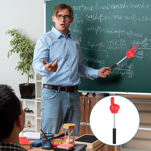 Big Teacher Pointer Finger,Pointer Stick for Classroom with Soft Grip Handle,Teaching and Presentations, Teacher Supplies Interactive Learning,Retractable Pointer Extendable to 32 Inches (RED)