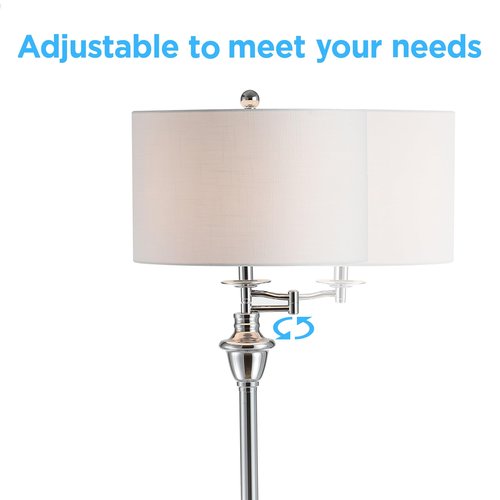 JONATHAN Y JYL3055B Cora 60" Metal/Glass LED Side Table and Floor Lamp Contemporary,Transitional for Bedrooms, Living Room, Office, Reading, Chrome