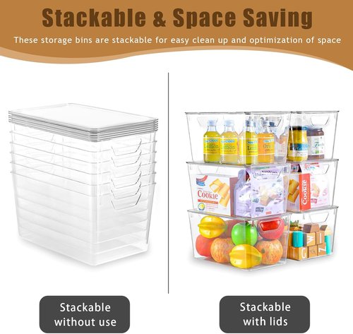 Clear Storage Bins by [Brand Name] - 6 Pack 7 Quart Stackable Containers with Lids | Ideal for Office & Home Organization