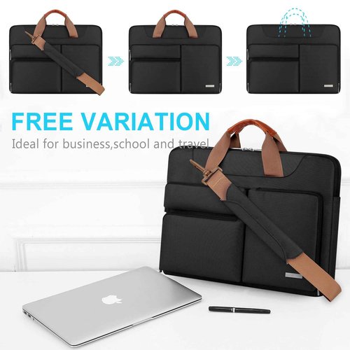 Lacdo 360° Protective Laptop Shoulder Bag, 14 inch Laptop Sleeve Bag for 14 inch New MacBook Pro M5/M4/M3/M2/M1 Chips Pro Max A3434 A3112 A3401 A3185 A2918 A2992 2025-2021 Computer Messenger Bag,Black