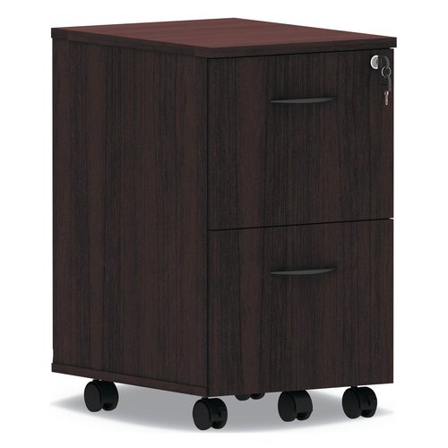Alera Alera Valencia Series Mobile Pedestal, Left Or Right, 2 Legal/Letter-Size File Drawers, Mahogany, 15.38" X 20" X 26.63"