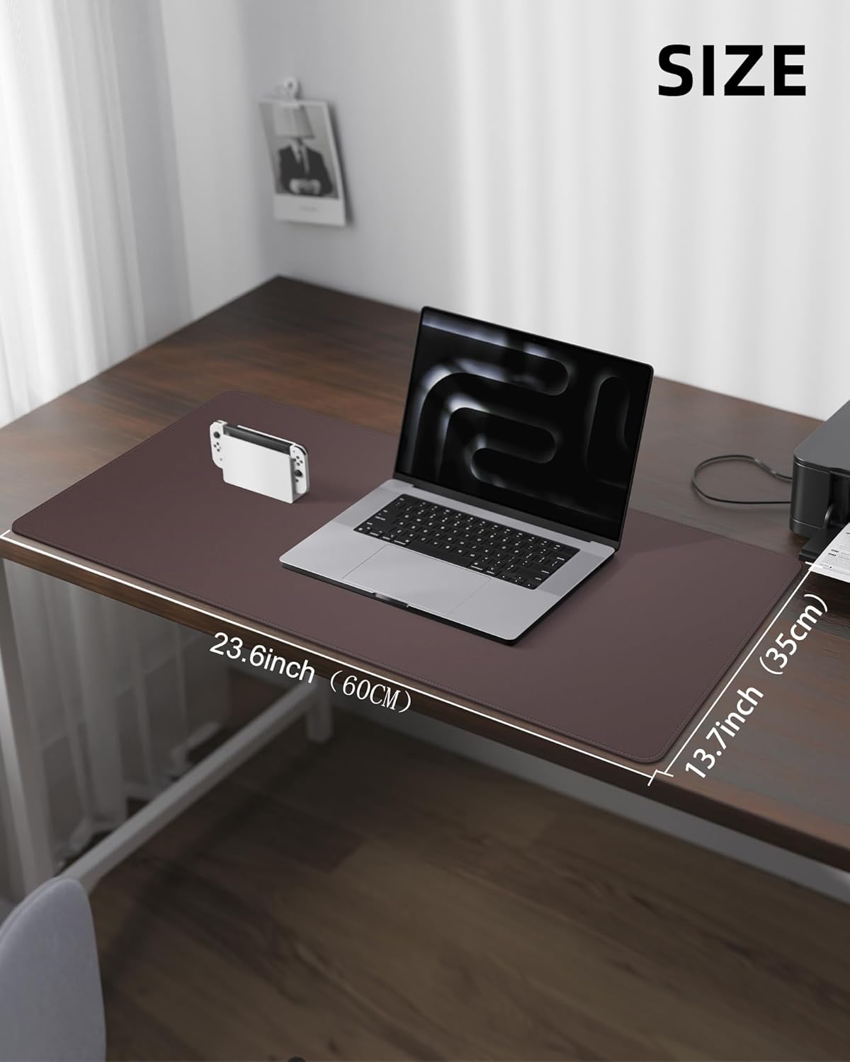 Skiennix Non-Slip Desk Pad - Waterproof PVC Leather Protector | Easy Clean Laptop Mat (Coffee, 24" x 13.7")