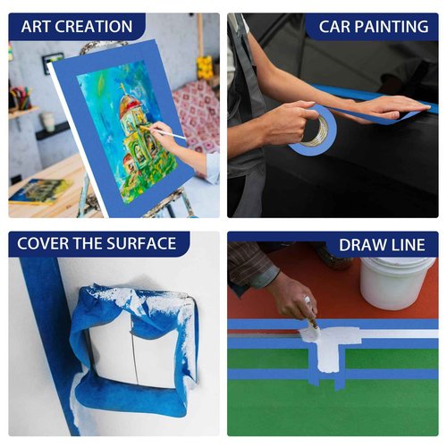 EFOK 12 Pack Blue Painters Tape 3 Inch Wide Bulk - Paint Tape 3 Inches x 55 Yards - Painter's Tape Blue Masking Tape for Walls Painting Packing Automotive Home, Total 660 Yards