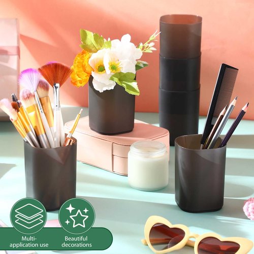 Sherr 50 Pack Black Pen Holders for Desk Pen Cups Bulk Pencil Organizer Makeup Brush Holder Matte Pencil Cups Ins Style for Office Home Back to School Supplies, 2.76 x 3.94 Inches