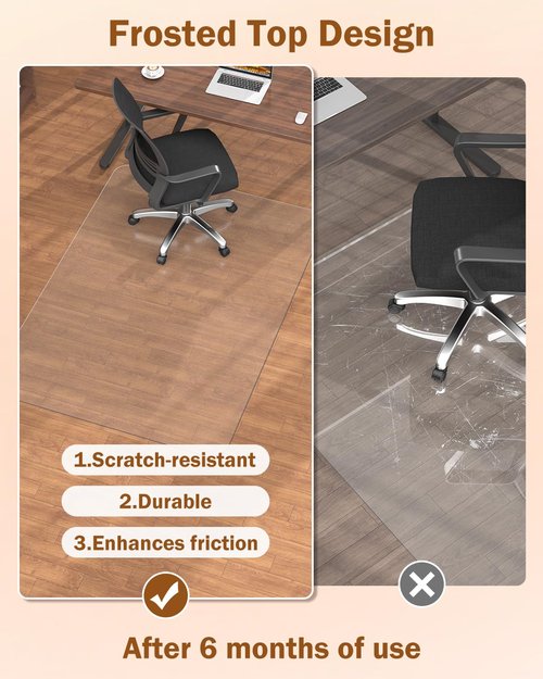 Blvornl Frosted Clear Chair Mat for Hardwood Floor, 32.3"*53" Hard Material Office Chair Mat, Memory Plastic Computer Chair Pad for Rolling Chairs, Desk Floor Rug for Office and Home