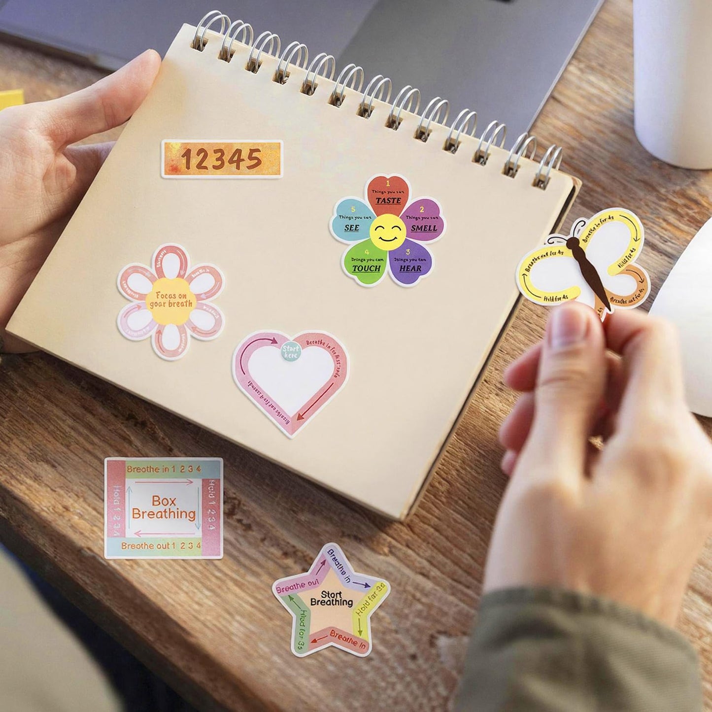 60 Pcs Anxiety Sensory Stickers, Texture Calming Mood Fidget Stickers, Stress Anxiety Relief Calm Stickers for Adults, Must Haves Laptop Supplies