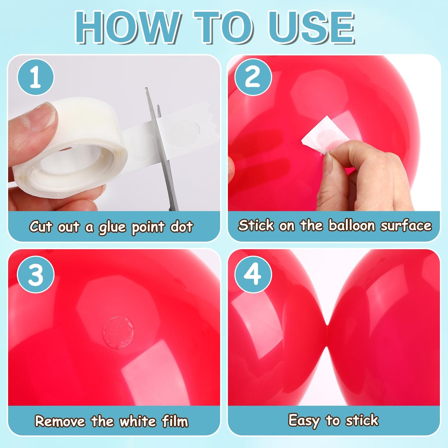 UPINS Glue Points Dots, 3000Pcs Balloon Glue Adhesive Dots Double Sided Removable Glue Tape Dots for Balloons Crafts Decoration, 6 mm, 10 mm, 15 mm