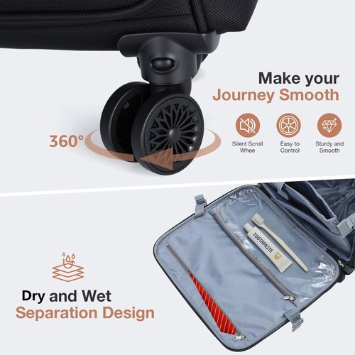 Lekebobor Rolling Laptop Bag With a Compact Combination Lock，Rolling Laptop Briefcase on Wheels for Women/Men Fits Up to 15.6Inch computer Bags Water Resistant for Work Travel and Business, Black