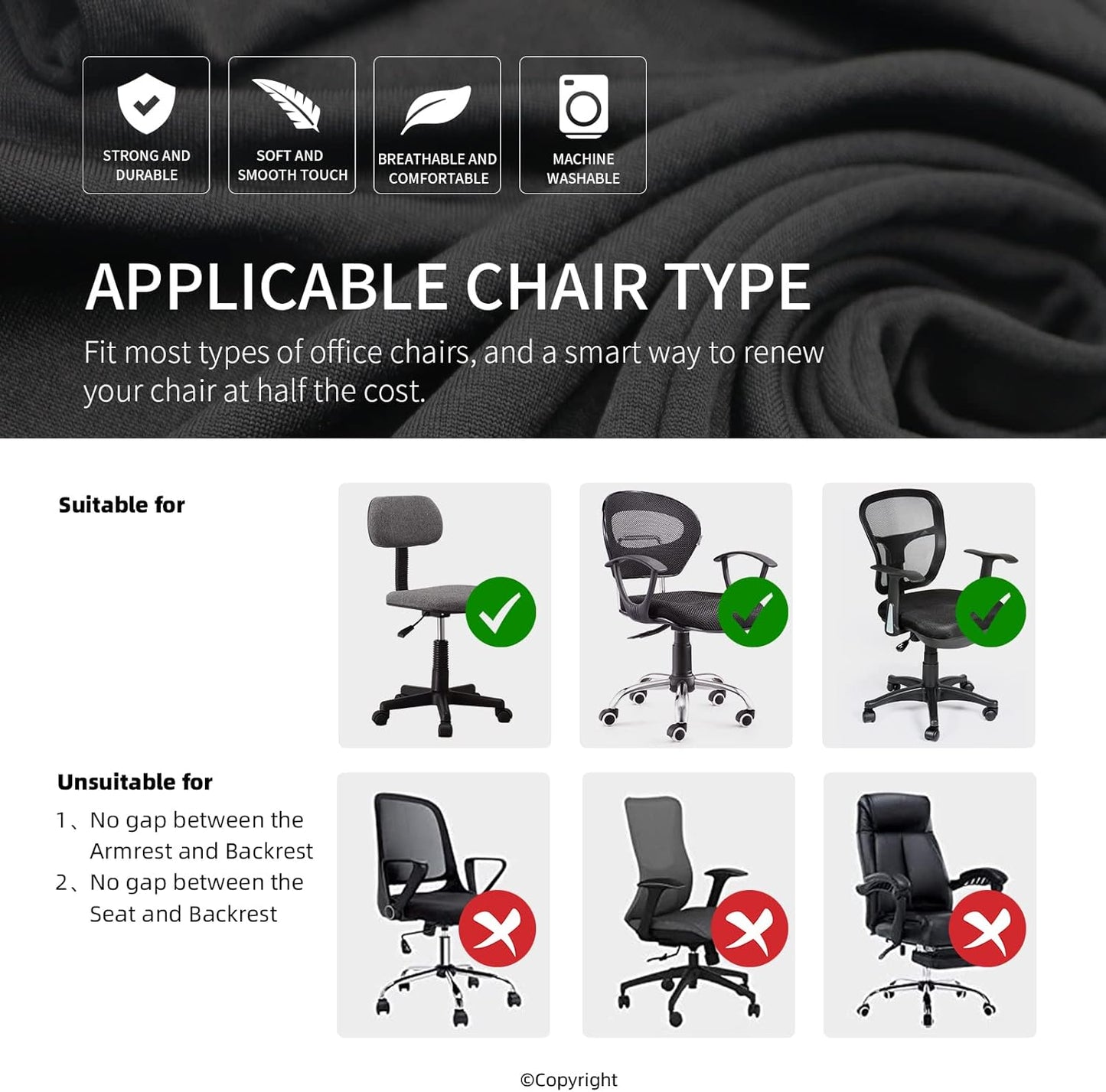 Stretchable Office Chair Seat Covers by [Brand Name] - Universal Slipcover for Computer Chairs | 180GSM Washable Red Protector for Pets