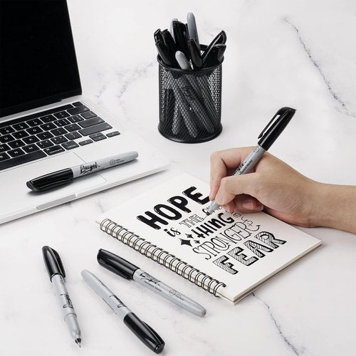 LAZGOL Permanent Markers - Ultra Fine Point 0.4 mm | 60 Pack Black Felt Tip Pens for Versatile Marking