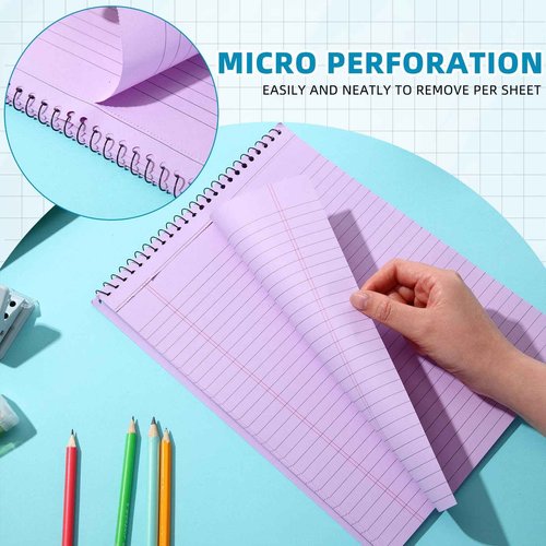 Humyoun 25 Pack Pastel Colored Legal Pads Top Bound Spiral Notebook College Ruled Steno Pads 8.5 x 11, 5 x 8 Inch Hard Cardboard Paper Notepad for Office School (8x11 Inch)