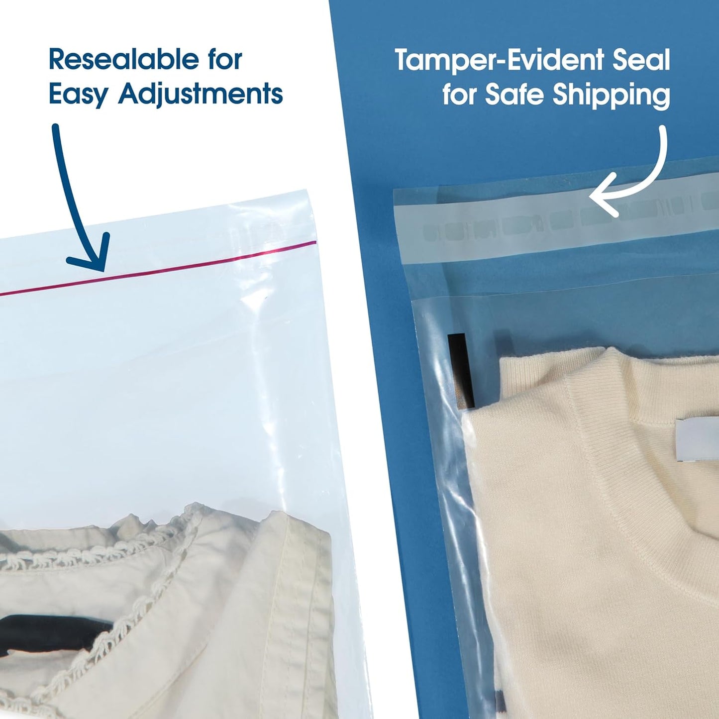 Spartan Industrial - Self-Seal Clear Poly Bags | 12” X 18” (100 Count) with Suffocation Warning for T-Shirts