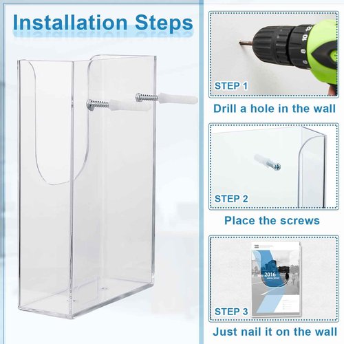Blulu 20 Pcs Acrylic Brochure Holder Wall Mount, 4 x 6 Inches Clear Flyer Holder Rack, Plastic Pamphlet Stand with Nails for Magazine, Booklet, Card, Bookmark Display, Home Office and Church Supplies