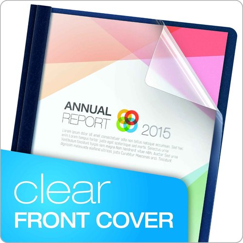 Oxford Clear Front Report Covers for Letter Size Sheets, Dark Blue and Red, 25 per Box