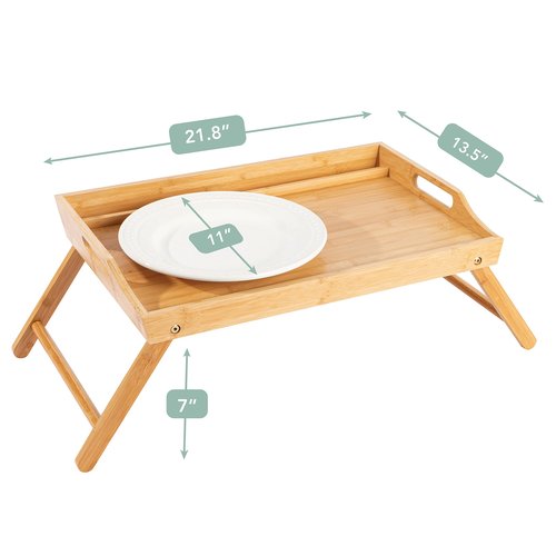 ROSSIE Home Extra Large Bamboo Bed Tray, Lap Tray, Lap Desk with Phone Holder - Fits up to 17.3 Inch Laptops and Most Tablets - Natural - Style No. 78127