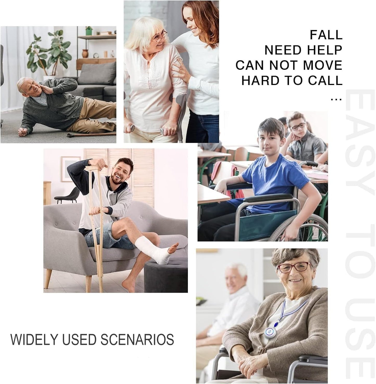 Wireless Caregiver Pager - Medical Alert System with 3 Call Buttons & Receivers for Seniors