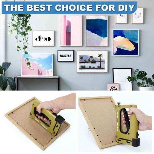 Dollate Point Driver for Photo Framing, Nail Gun for Pictrue Frame with 1000 Flexible Points, Household Small Framing Stapler for Rigid Framers, DIY Tools