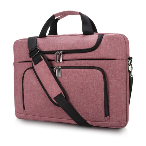 BERTASCHE Laptop Bag 17 17.3 inch for Women Computer Bag Laptop Case for Work Travel Business chromebook bag w/Shoulder Strap,Rose Red