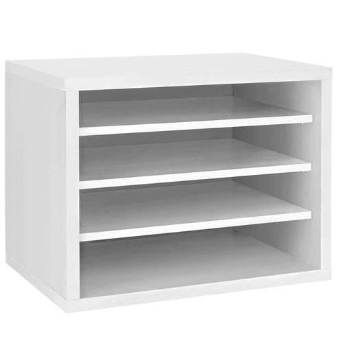 AdirOffice Shelf Desk Organizer, Wood 4-Tiered Stackable Shelves File Mail Organizer Paper Storage, Letter, Document Folder Holder for Office, Home, Classroom and More (White)