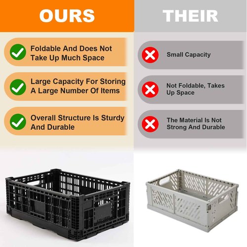 JGLDG Collapsible Storage Bin Container，52 Liter Transfer heavy duty plastic storage box , Versatile Storage Basket milk crates (2)