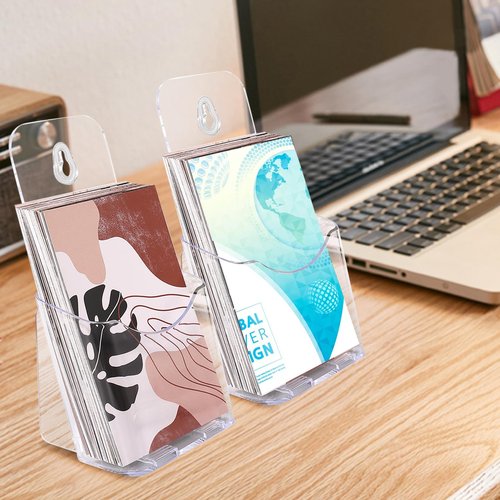 Cabaubl Acrylic Brochure Holder 4x9 Inches,4 Pack Plastic Flyer Holder,Clear Display Stand,Clear Literature Holder,Pamphlet Holder Wall Mount Countertop Organizer for Display Flyer, Brochure Booklets