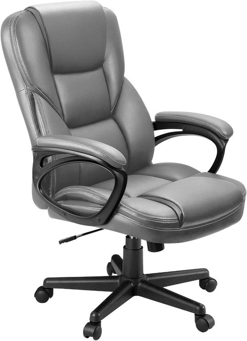 Furmax Executive Office Chair - High Back Adjustable Swivel Desk Chair with Lumbar Support | Gray PU Leather