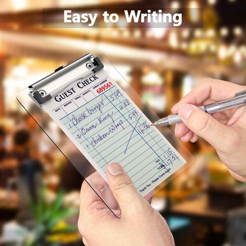 Juvealoe Mini Clipboard 50 Pack, 5 x 7 Plastic Small Clear Clip Boards with Low Profile Clip, Memo Size for Classroom, Teacher, Students, School & Office Supplies