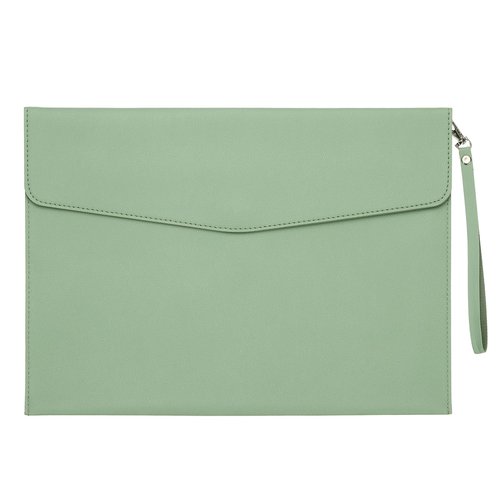 PATIKIL PU Leather A4 File Folder, Document Holder Filing Organizer Portfolio Envelope Folder Case with Snap Closure for Letter Receipt Style 3, Green