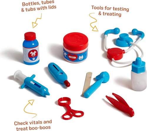 Melissa & Doug Pet Vet Play Set - 24-Piece Animal Doctor Kit with Plush Dog & Cat Toys for Ages 3+