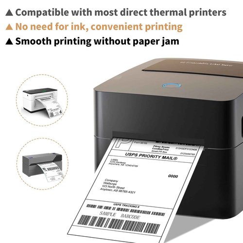 MBLABEL 4"x6" Direct Thermal Labels, Fan-Fold Thermal Labels Shipping Label Paper Compatible with Rollo, MUNBYN, iDRPT, Polono, Zebra, Permanent Adhesive (4000 Labels)
