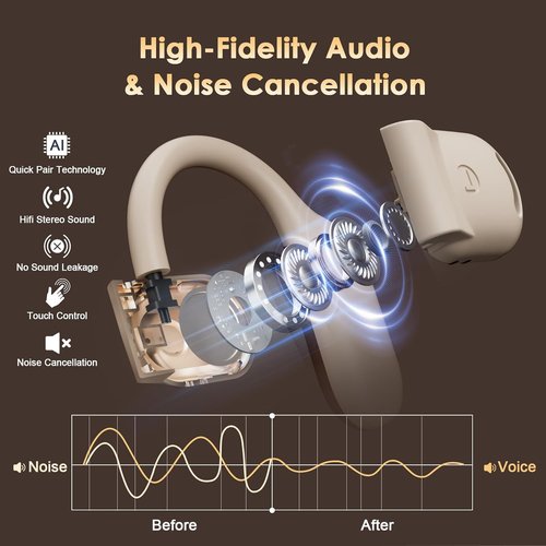 Skiennix AI Translation Earbuds - Real-Time 164 Language Translator for iPhone & Android | 3-in-1 Travel Headphones with Charging Case (Black & Gold)