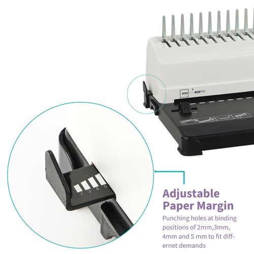 Binditek Binding Machine, 19-Hole, 450 Sheets, Comb Binder Machines with 100 PCS 1/2" Comb Spines, for Letter Size, A5 or Smaller Sizes