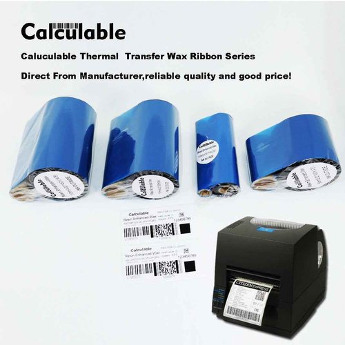 DEFMATE 12 Count 4.33" x 243' (110mmx74m) Thermal Wax Ribbons 1/2" Core Thermal Transfer Wax Ribbon for Zebra,TEC,DATAMAX,INTERMEC,Avery,Citizen,SATO,TSC,GODEX,ARGOX