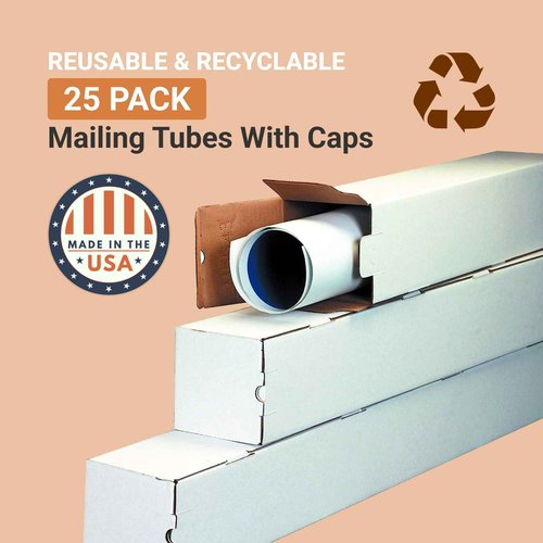 AVIDITI Long Cardboard Boxes, 30"L x 3"W x 3"H, Pack of 25 | Poster Tube for Mailing and Storage of Blueprints, Artwork, Crafts, Long Art Holder, 30 inches