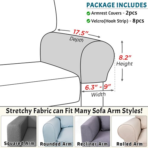 Roytub Stretch Couch Arm Covers, Breathable Armrest Cover for Sofas and Chairs Armrest Cover Keep Home Clean, Scratch-Resistant Sofa Arm Covers Protect and Decorate Your Sofa(Medium, Sand, 2PCS)
