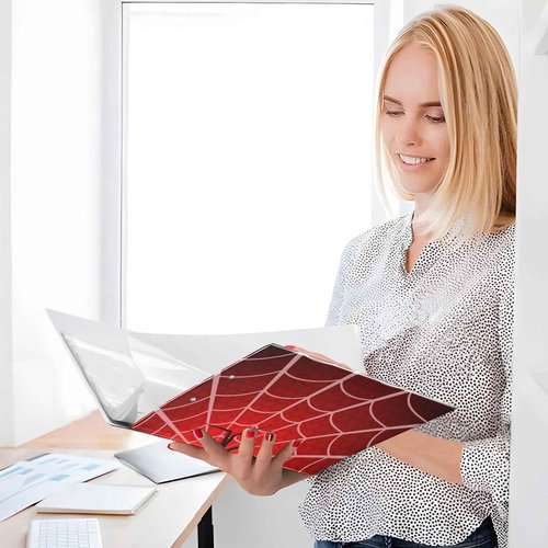 Vozoza Halloween Spider Red Decorative 3 Ring Binder 1.5 Inch Large View Binders with Pockets File Organizer for Office College School, 2 Pack