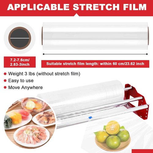 Consfly 23.6 inch Table Stretch Film Dispenser, Wall Mount Stretch Film Packing Machine, Manual Cling Wrap Roll Dispenser with Cutter for Packaging, Moving and Shipping