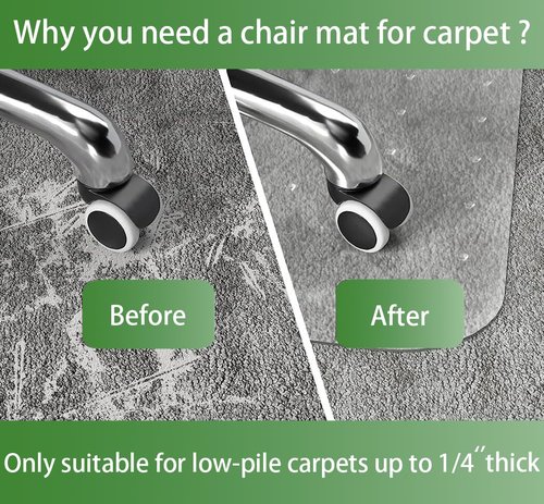 Office Chair Mat for Carpet with Studs, Desk Chair Mat for Carpeted Floor,Floor Mat for Carpet Office Chair,Plastic Carpet Chair Mat Floor Protector (Clear, 30"x48"x0.08" Rectangle)