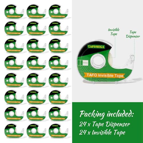 Invisible Tape, Clear, 24 Packs Writable Frosted Transparent Tape for Handmade Home Office Supplies Back to School 7/10 X 800 Inches