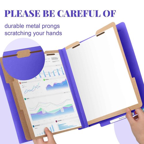 Skyygemm 24 Pcs End Tab Classification Purple File Folders 3 Dividers Letter Size with 3.5'' Fasteners and 2 Prongs, Manila Folders Bulk for Office Business Classroom