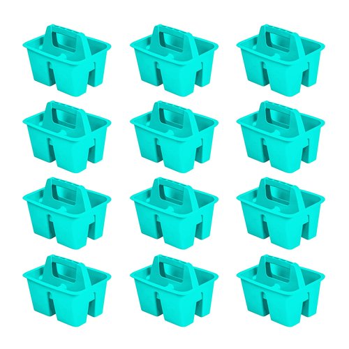 Storex Mini Classroom Caddy, Multipurpose Classroom Organizer with Handle, Teal, 12-Pack (01065U12C)