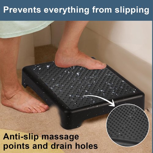 TARFEPA Non Slip One Step Stool for Seniors, Adults, Indoor/Outdoor Portable Stair Assist, Mobility Step Stool for Bedside, Car, Kitchen, Bathroom, Black