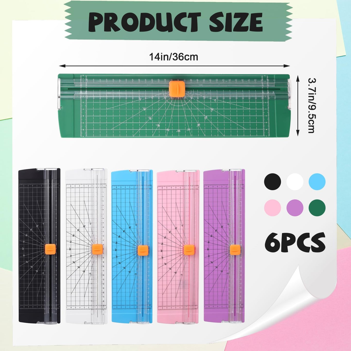 ForraFun 6 Pcs Paper Cutter A4 Size (12 Inch) Bulk Includes 25 Blades Sliding Paper Trimmer with Side Ruler for Scrapbooking Craft Coupon Label Cardstock Photos for Office Administrative Classroom